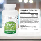 GeriCare Vitamin C 1000 mg – High Potency 100 Tablets – Supports Immune Function, Enhances Skin Care with Collagen Production, Aids in Iron Absorption, and Vascular System Health
