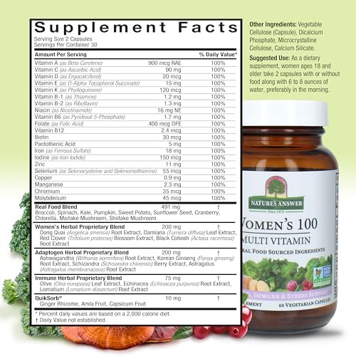 Nature's Answer Women's 100, Multivitamin, 60 Vegetarian Capsules