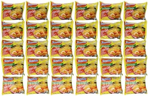 Indomie Instant Noodles Soup Chicken Curry Flavor for 1 Case (30 Bags), 2.82 Ounce (Pack of 30)