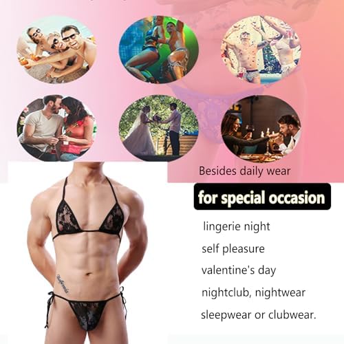 Men's Lace Sissy Thong Panties Sexy Low Rise T-back G-string Underwear Sheer Gay Lingerie Crossdresser
