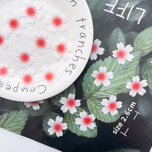 100Pcs Edible Cherry Blossom Flowers Cake Decorations Rice Paper Wafer Paper Cake Cupcake Topper Birthday Party Food Decorations Supplies
