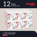 WypAll GeneralClean L30 Cloths Heavy Duty Cleaning Wipes (05812), Quarterfold, Strong and Soft Bulk Paper Wipers, White (12 Packs of 90 Sheets, 1,080 Sheet Total)