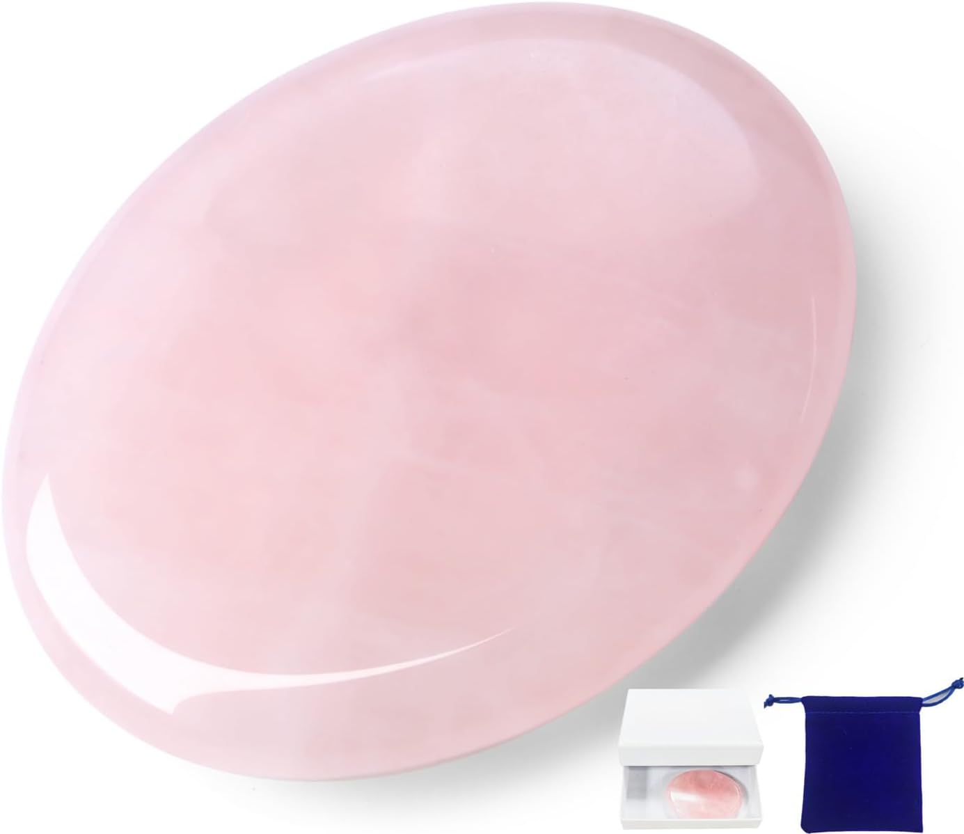 Thumb Worry Stone Rose Quartz Crystals Pink Healing Stones Palm Natural Mental Health Stress Relief Depression Gemstones Reiki Trinket Anxiety Relief Items Mother's Day Gifts for Women
