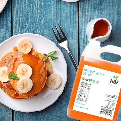 NBF, Agave Syrup, Organic, Nectar, Low Carb, Sugar substitute for baking, drinks & more, Family-friendly, Gluten free, Ideal for restaurants and industrial kitchens, Ambar, 176oz