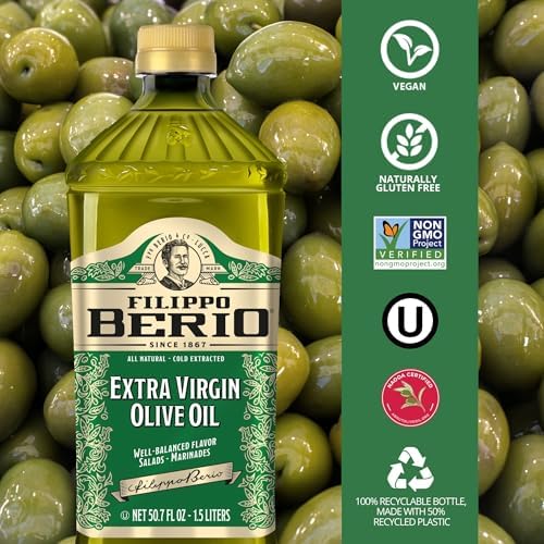 Filippo Berio Cold Pressed Extra Virgin Olive Oil, 50.7 Ounce rPET Bottle, Contains Polyphenols