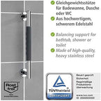 WENKO Secura Stainless Steel Wall Grab Rail 40.5 cm - Bathroom Safety Handle for Bath or Toilet Silicone 40.5 x 5 x 9 cm Anthracite