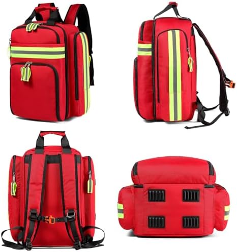 Gatycallaty First Aid Backpack - Medical Evacuation Bag - Red Emergency Lifeguard Bag for Ems Emt First Responder Trauma (Red)