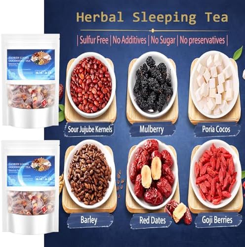 Ziziphus Sleep Tea(Sour Jujube Seed),ZaoRen LianZi Good Night Tea| Deep Sleep Aid | Caffeine-Free Calming Herbal Blend For Sleep (30PCS)