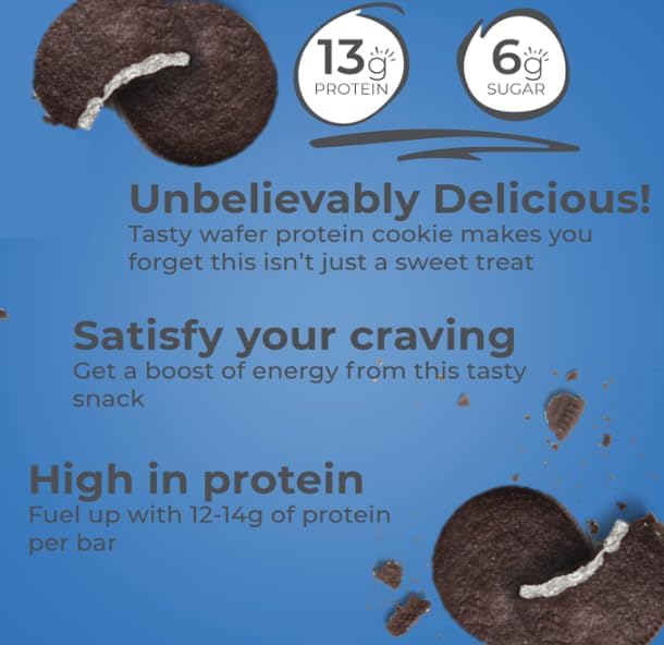 Power Crunch Protein Bars, High Protein Snacks with Delicious Taste, Cookies and Crème, 1.4 Ounce (12 Count)