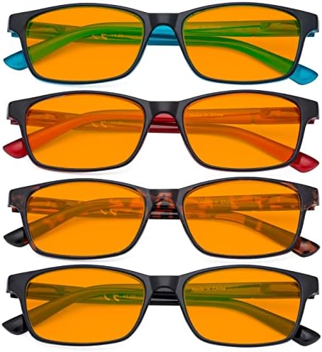 Eyekepper 4 Pack Blue Light Filter Glasses Classic Anti Screen Glare Computer Reading Glasses Orange Tinted +1.50
