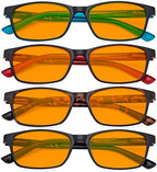 Eyekepper 4 Pack Blue Light Filter Glasses Classic Anti Screen Glare Computer Reading Glasses Orange Tinted +1.50