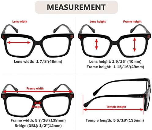Eyekepper 5-Pack Square Reading Glasses for Women Large Frame Readers +1.00