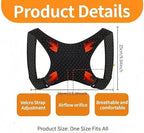 Adjustable Posture Corrector for Women & Men - Grade Back Brace with Lumbar Support, Breathable Non-Slip Design, Black