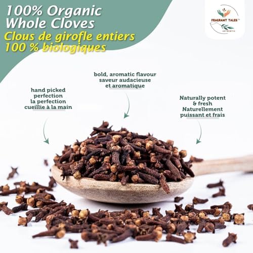 Premium Organic Whole Cloves 5.3 oz (150 grams), Grade Hand Picked, Sourced from a USDA Certified Organic Farm in Sri Lanka