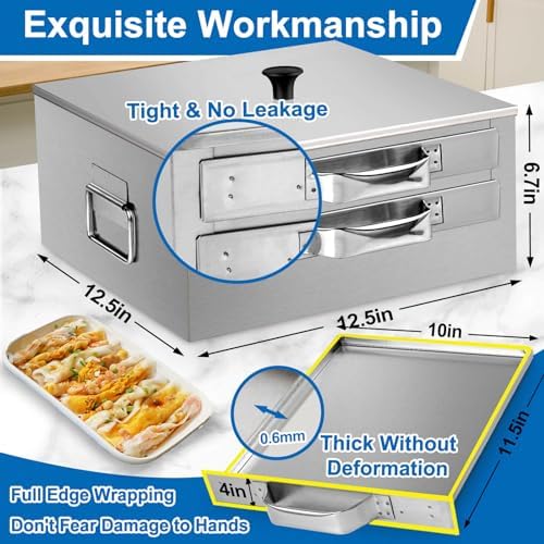 2-Layer Rice Noodle Roll Steamer, with Extra Steam Tray, Stainless Steel Top Open Rice Roll Steamer, for Home Use, Chinese Cheung Fun Cuisine Recipes Cookware, for Stove, Induction Cooktop