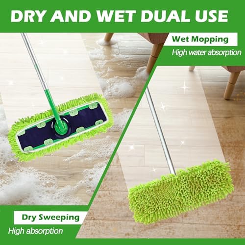 4PCS XL Dust Mop Pads Compatible with Swiffer XL Sweeper,X-Large Reusable Dry Sweeping Cloths for Swiffer,XL Wet Pads Refills & XL Washable Wet Mopping Cloths for Hardwood Floor/Tile/Marble Cleaning
