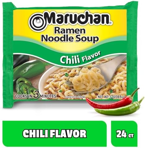 Maruchan Ramen Chili, Instant Ramen Noodles, Ready to Eat Meals, 3 Oz, 24 Count