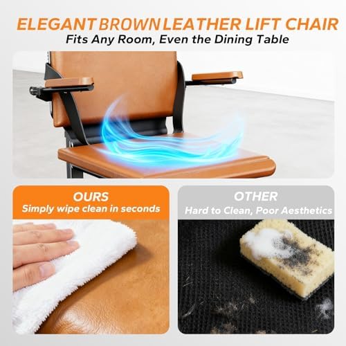 Steel Electric Floor Lift Chair with Wheels and PU Cushion, Floor Lift for Elderly, 440 LBS Capacity, Seat Belts and Handrails, Suitable for Home Use