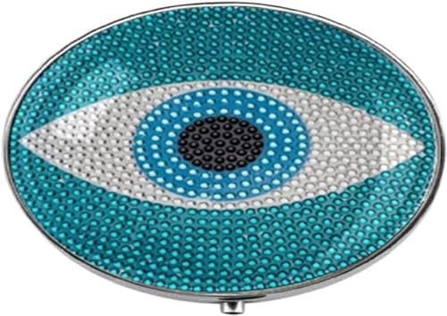 Retro Blue Lucky Amulet Evil Eye Art Photo Painting Pill Box - Charm Pill Box - Glass Candy Boxt, 40, Silver