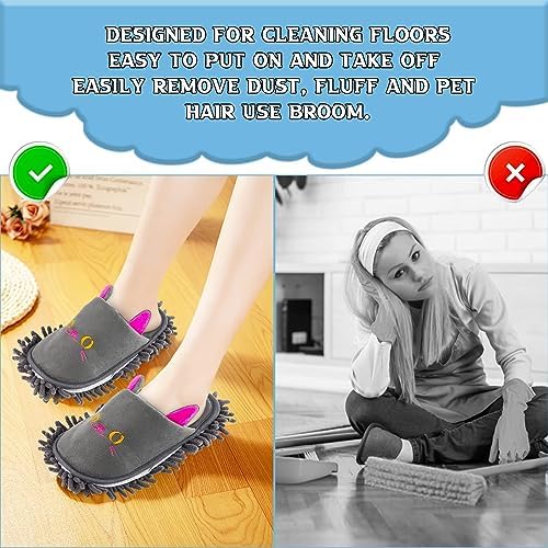 Warm Microfiber Slippers Floor Dust Dirt Hair Mop Slippers Shoes Anti-slip for Bedroom Home (Dark gray)