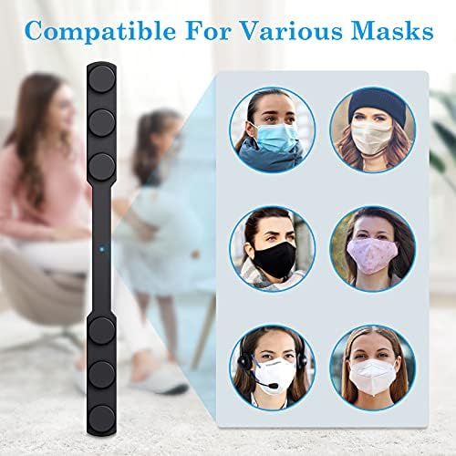 Mask Holder Mask Strap Extender Masks Ear Saver Adjustable Face Mask Extension Hook Protectors Ear Pain Relieved Anti-Tightening Anti-Slip Buckle for Kids Adults Silicone Mask Accessories 6 Pack