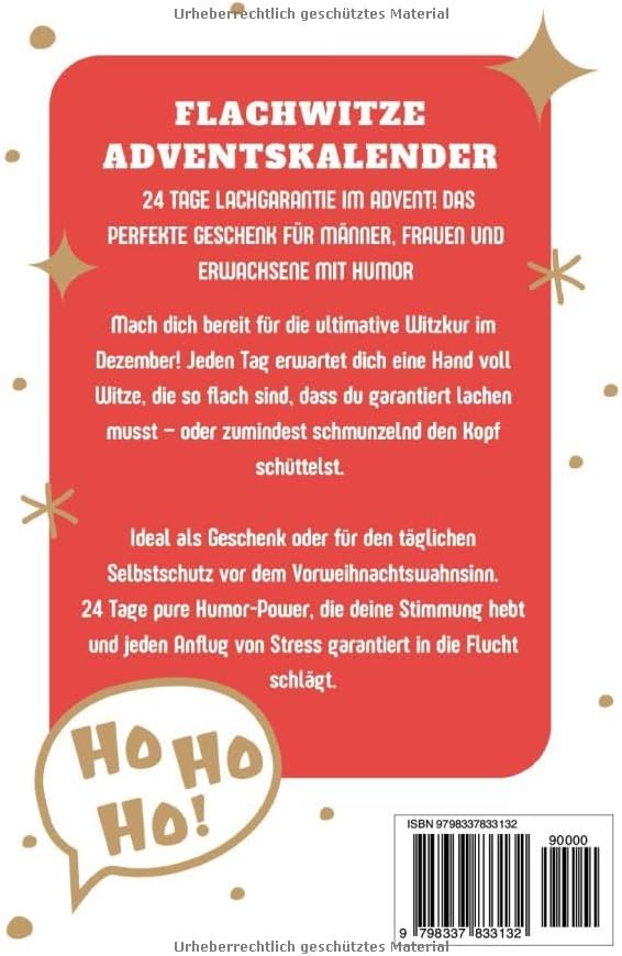 Flachwitze Adventskalender: 24 Tage Lachgarantie im Advent! Das perfekte Geschenk für Männer, Frauen und Erwachsene mit Humor (German Edition)