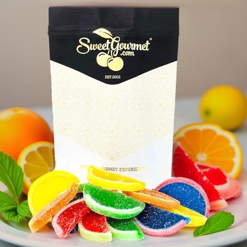 SweetGourmet Assorted Fruit Slices | Candy Fruit Jelly | Vegan, Gluten Free | 13oz