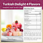 Eastanbul Turkish Delight, 10.5oz, Turkish Delights Candy, 4 Flavors Pomegranate, Orange, Tart Cherry, Lemon, International Candy, Lokum, Plain, Gluten Free, Vegan Gift