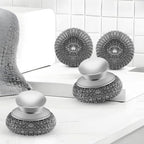 Stainless Steel Wool Scrubber with 2 Replacement Pads - Clean Metal Pans, Pots, Grills & More