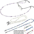5 Pieces Bead Eyeglass Chains Clip Holder Colorful Beaded Face Covering Lanyards Handmade Necklace with 5 Pairs Silver Clips, 28 Inches Long