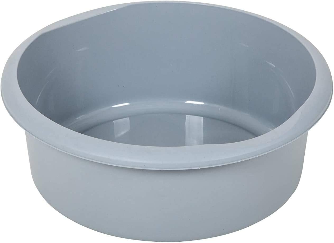 Addis Eco Made from 100% Plastic Round Washing Up Bowl, 7.7 Litre, Recycled Light Grey, 34 x 34 x 13cm