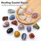 18 Pcs Crystals and Healing Stones Set, Natural Polished Gemstones Collection, Tumbled Healing Crystals for Reiki, Yoga, Chakra Meditation and Positive Energy (0.8-1.2 Inch)