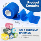 AZEN 20 Pack Self Adhesive Bandage Wrap, Elastic Cohesive Bandage Wrap, Color Athletic Tape, Vet Wrap, Ankle Tape