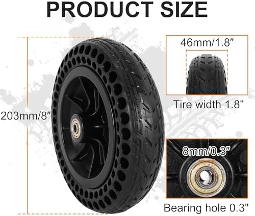 8"x 1.8" Electric Wheelchair Front Casters - 8 Inch Honeycomb Solid Tire Wheel Assembly - Suitable for Electric & Manual Wheelchair Replacement (One Pair)
