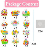 24Pcs Cute Easter Cupcake Toppers Egg Rabbit Chicks Pattern Festivals Theme Cake Toppers Decoration for Birthday Spring Party Supplies (Easter Cupcake Toppers, 24)