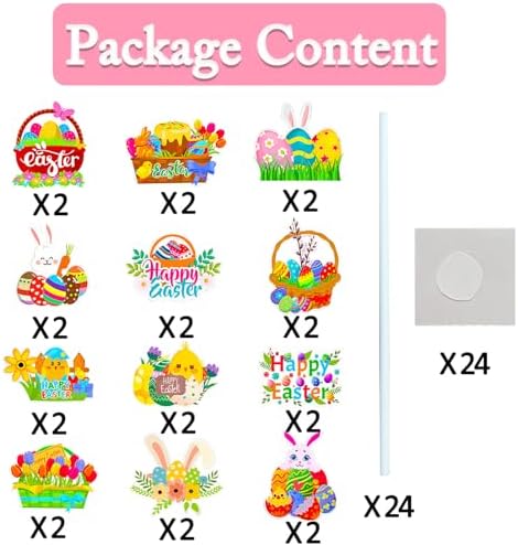 24Pcs Cute Easter Cupcake Toppers Egg Rabbit Chicks Pattern Festivals Theme Cake Toppers Decoration for Birthday Spring Party Supplies (Easter Cupcake Toppers, 24)