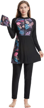 Womens Burkini Swimsuits Muslim Modest Swimwear Islamic Full Body Swimming Top Pants Hijab Long Sleeve Rash Guard