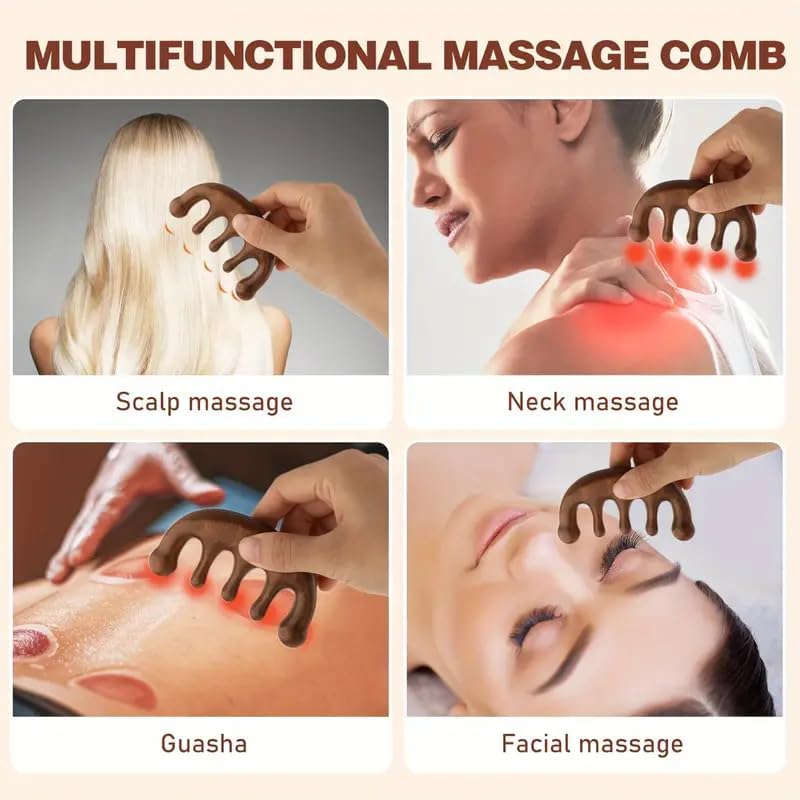 Handheld Wooden Massage Comb for Head and Scalp-Relaxation and acupoint Massage Tool