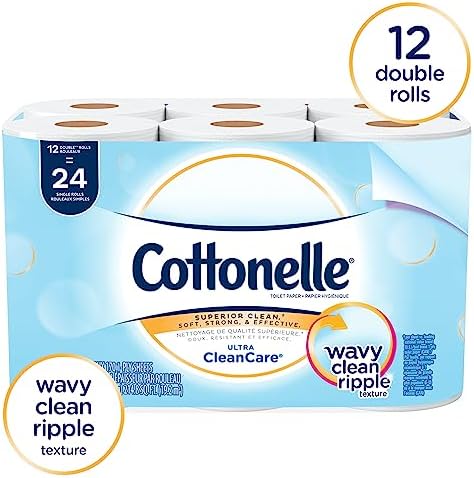 Cottonelle Professional Standard Roll Toilet Paper, Bulk (12456), Ultra CleanCare Bathroom Tissue, Clean Ripple Texture, White (48 Rolls of 170 Sheets, 8,160 Sheet Total)