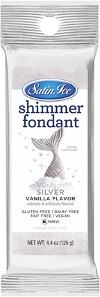 Satin Ice Silver Shimmer Fondant With Edible Glitter (4.4 Ounce, Vanilla) For Cake Decorating