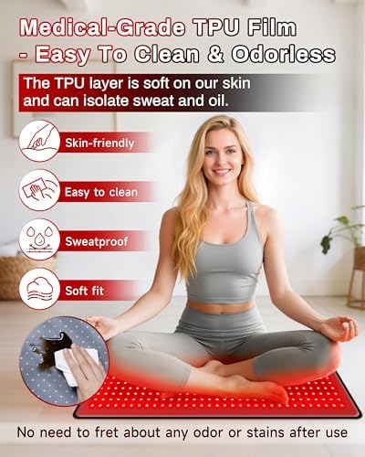 Red Light Therapy Mat 29.3" x 13", 330 LEDs Medical-Grade TPU Red Light Therapy Pad, 660nm&850nm Infrared Light Therapy for Body Pain Relief (Black)