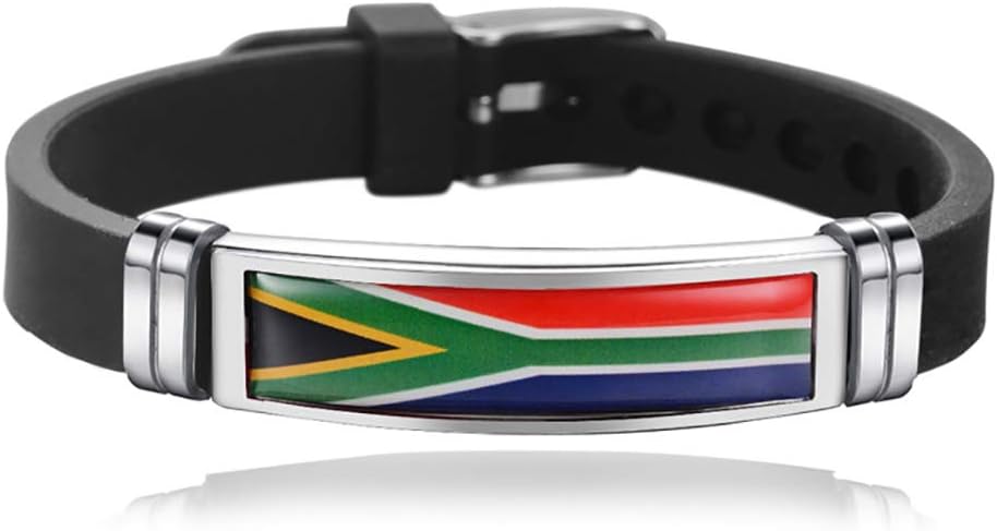Wedarego South Africa Flag Braided Bracelet Silicone Chain Wristband Souvenir,Fashion Handmade Bracelet For Man & Woman Special Day's Gift