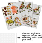18pcs Gold Glitter Dessert Cupcake Topper Pick for Cheer Beer Happy Festival Traditional Oktoberfest Festival Theme Decor Supplies Men Women Happy Birthday Decorations