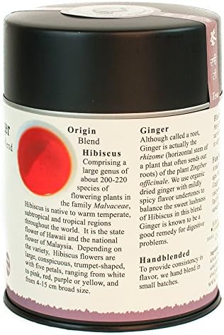 The Tao of Tea, Hibiscus Ginger Tea, Loose Leaf, 3.0 Ounce Tin to make 50 cups