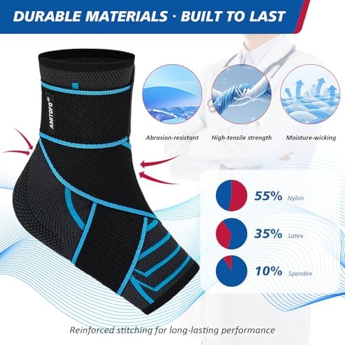 Ankle Brace for Sprained Ankle, Plantar Fasciitis & Achilles Tendonitis Relief, Heel Support with Strap for Men Women, Compression Wrap for Foot Swelling(Single, Medium)