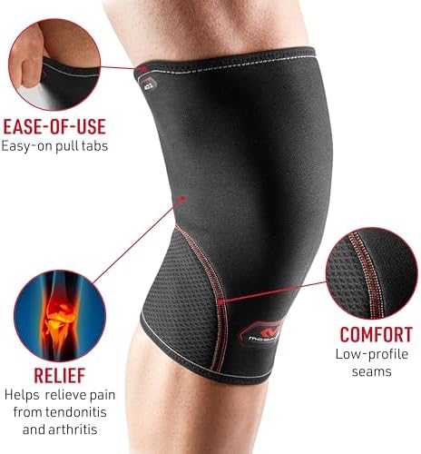 McDavid Knee Compression Sleeves. Lightweight Neoprene Support, Men/Women, for Left & Right Knee, Fits Men & Women, Includes 1 Sleeve, Black