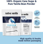 Organic Vanilla Bean Sugar – Native Vanilla – Made from Premium Vanilla Bean Pods – For Chefs and Home Cooking, Baking, and Dessert Making – Made with Real Vanilla Beans - 12 Oz