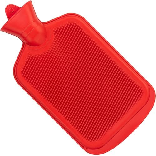 SteadMax [2 Pack] Hot Water Bottles, 2L (68oz) Natural Rubber -BPA Free- Durable Large Hot Water Bag for Hot Compress and Heat Therapy, Pain Relief Heating Pad, (Red)