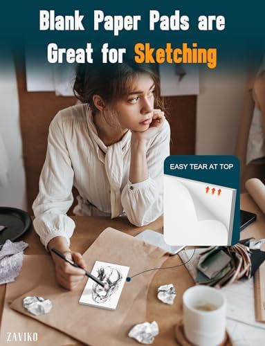 12 Pack Blank Note Pads 4x6 Inch, 50 Sheets Per Small Notepads, Blank Scratch Pads for Writing, Tear Off Notepads 4x6, Unlined Memo Pad of Paper, Server Note Pads Suitable for To Do Grocery List