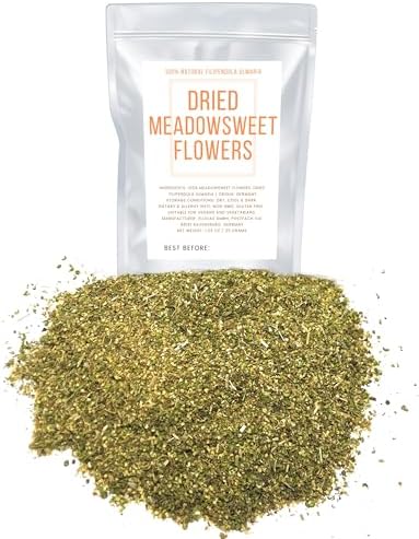 Dried Meadowsweet Flowers - Ingredients: 100% Natural Mead Wort Flowers, Dried (Filipendula Ulmaria) - Origin: Poland - Net Weight: 1.23oz/35 grams
